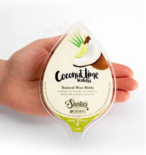 Miniatura 4 de Shortie's Candle Company Coconut Lime Verbena - Cera de soja natural para derretir – 1 barra altamente perfumada de 3 onzas – Fabricado con 100%