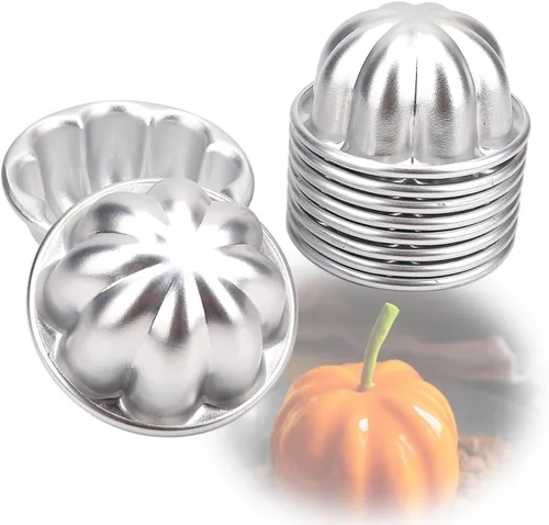 LoBake 10 piezas de media bola de calabaza uva vollyball Shell aluminio tarta molde jalea pudín taza magdalena molde herramientas para hornear (R13
