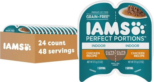Miniatura 14 de IAMS Perfect Portions - Paquete variado de alimento húmedo para gatos adultos de interior, cortes en salsa, recetas de salmón y atún, 2.6 oz.