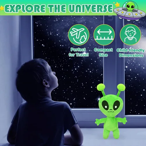 Miniatura 3 de Juguete de peluche alienígena de 12 pulgadas, color verde, suave, para decoración de cumpleaños, hogar, habitación, regalo divertido para niños