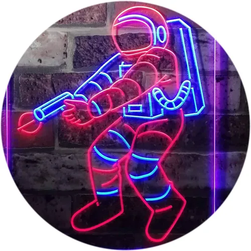 ADVPRO - Cartel de neón LED de astronauta de cohete espacial, transbordador, para cuarto de niños, de dos colores, st6-i3136