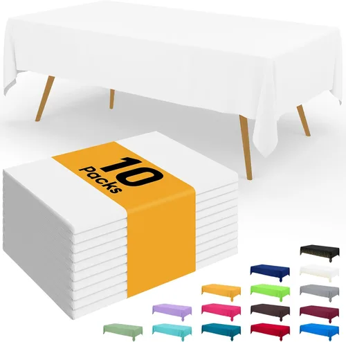 Miniatura 119 de Smiry - Juego de 6 manteles desechables, 54 x 78 pulgadas, manteles impermeables rectangulares para fiestas, cubierta de mesa de plástico