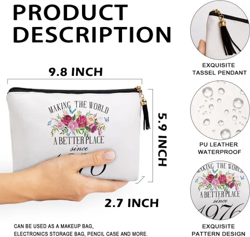 Miniatura 2 de 16, 30, 40, 50, 60, 70, 80, regalo de cumpleaños para mujeres, mejor amiga, abuela, mamá, hermana, tía, bolsa de cosméticos de viaje, Desde 1976
