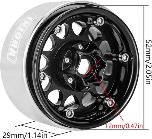Miniatura 3 de INJORA Llanta Beadlock de 1.9 Pulgadas de Borde Profundo con Offset Negativo de 10.4mm para Coche RC Crawler 1/10 Auto Axial SCX10 90046 AXI03007