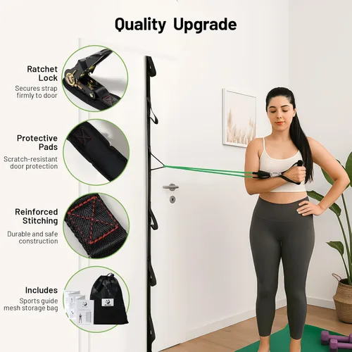 Miniatura 4 de Slim Panda Door Anchor Strap for Resistance Bands, Door Exercise Equipment with Ratchet Adjust Tighten, Multi Point Anchor Gym Attachment, Portable