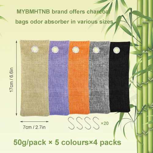 Miniatura 3 de Bolsas de Carbón de Bambú Absorbedoras de Olores Paquete de 20×1.76 oz Bolsas Purificadoras de Aire de Carbón de Bambú, para Ambientadores de Coche