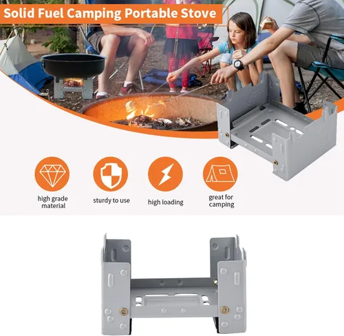 Miniatura 2 de Estufa de camping plegable portátil para cocinar al aire libre, ligera de bolsillo y tableta de combustible, ideal para senderismo, picnic, barbacoa