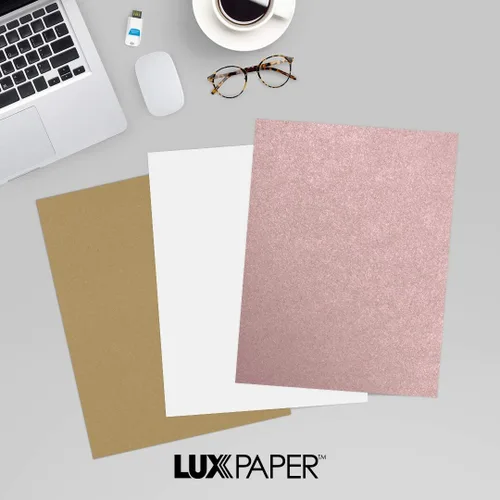 Miniatura 9 de LUXPaper Papel de 8.5 x 11 pulgadas, tamaño carta, rosa brumosa metálica, perla de Sirio, texto de 84 libras, 50