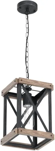 Miniatura 4 de Lámpara colgante de granja, lámpara de araña ajustable de metal y madera, iluminación colgante rústica para isla de cocina, dormitorio, comedor