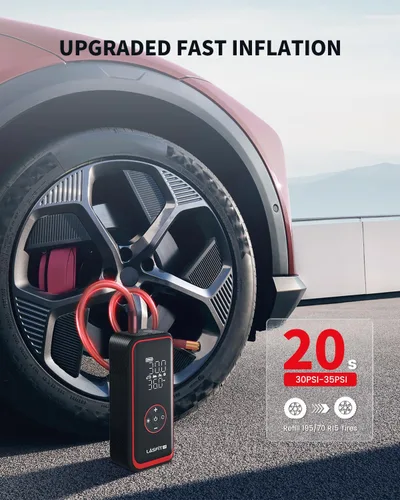 Miniatura 2 de LASFIT TK1 Pro Inflador de neumáticos Compresor de aire portátil [Inflado 5 veces más rápido] Inflador de neumáticos de 150 PSI, bomba de aire a