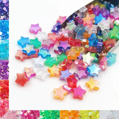 Miniatura 6 de INSPIRELLE 250 Piezas Cuentas de Acrílico en Forma de Estrella 2 Tamaños Cuentas en Cuenta para Hacer Joyería Artesanal