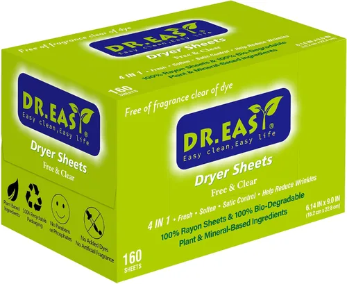 Miniatura 11 de DR.EASY Hojas para Secadora Fórmula a Base de Plantas 252 Unidades Hojas Suavizantes de Tela para Lavandería Aceite Esencial Sunfresh con Aroma Sin