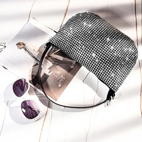 Miniatura 3 de Montana West Bolsa de lentejuelas brillantes para fiesta de noche, bolsa de diamantes de imitación, bolso de mano cruzado para mujer