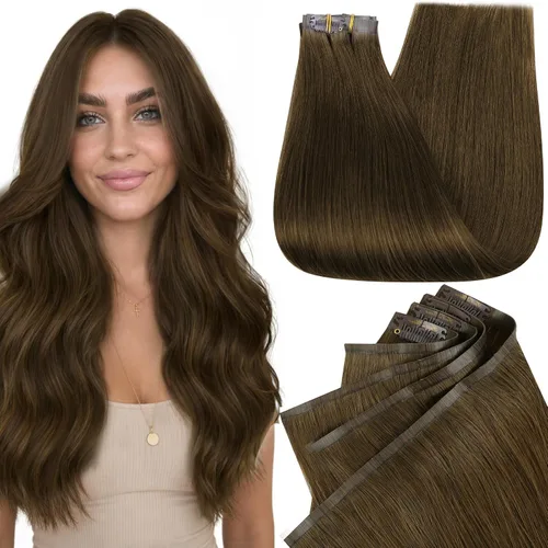 Miniatura 22 de Full Shine Extensiones de cabello humano con clip de 12 pulgadas, extensiones de cabello con clip de castaño claro a rubio, extensiones de cabello