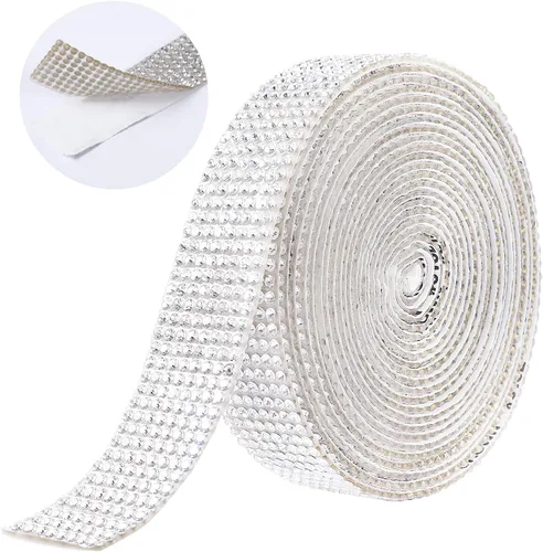 Miniatura 18 de Berenlu Cinta autoadhesiva de diamantes de imitación de cristal, calcomanía decorativa dorada con diamantes de imitación de 0.079 pulgadas, Dorado
