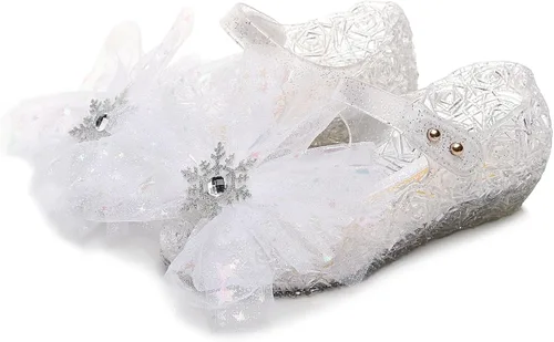 Miniatura 7 de OMGard Zapatos de gelatina para niñas, sandalias de cumpleaños de princesa de reina de la nieve para niñas pequeñas, sandalias azules con purpurina