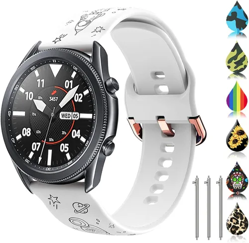 Miniatura 15 de Correa de reloj floral de 0.866 pulgadas compatible con Samsung Galaxy Watch 3 de 1.772 pulgadas/Gear S3 Frontier/Classic, correa de silicona
