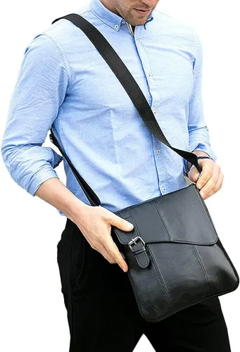 Miniatura 8 de Bolso de hombro pequeño de cuero para hombres y mujeres para viajes al aire libre negocios