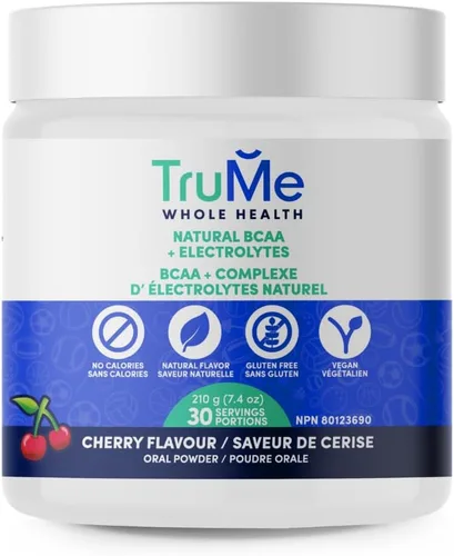 TruMe Clean - Polvo de electrolitos BCAA vegano - Cereza - 2:1:1 sin azúcar sin sucralosa BCAA Aminoácidos Suplemento para mujeres/hombres -