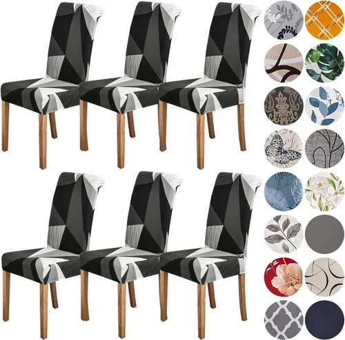Miniatura 84 de HZDHCLH Juego de 6 fundas grises para sillas Parsons de elastano para comedor, fundas elásticas de elastano para sillas Parsons, fundas de asiento