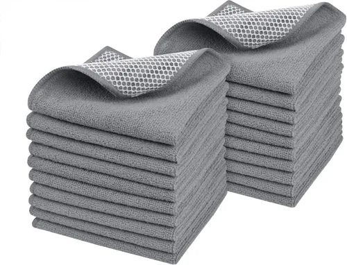 SINLAND Paños de Microfibra para Platos Trapos para Lavar Platos Mejores Paños de Cocina Paños de Limpieza con Lado Abrasivo de Polímero 12 pulgadas
