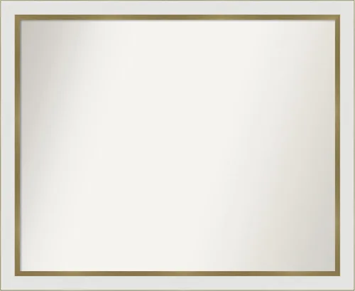 Miniatura 388 de Amanti Art Espejo de baño blanco para sobre el fregadero, 30 x 35 pulgadas, espejo de tocador rectangular estrecho de Eva de oro blanco, marco