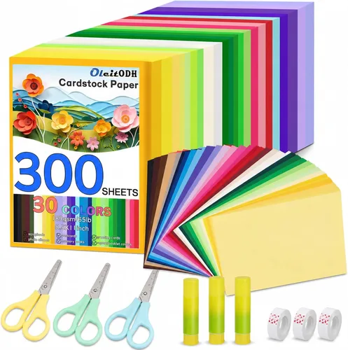 Miniatura 15 de Oleitodh Juego de 309 cartulina de colores a granel, juego de papel de cartulina de 8.5 x 11 pulgadas, 20 colores surtidos, papel de construcción