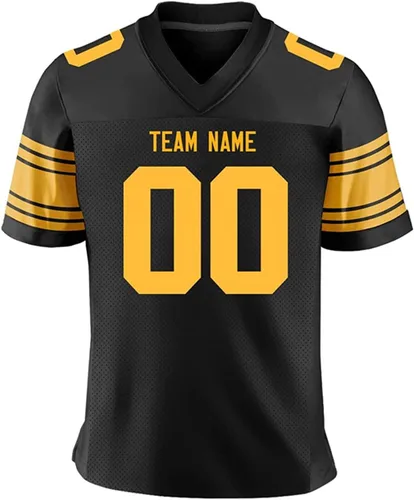 Camisetas de fútbol de costura personalizadas para hombresmujeresjóvenes, personaliza el nombre y número de tu equipo S-5XL, 6_06 Negro Amarillo