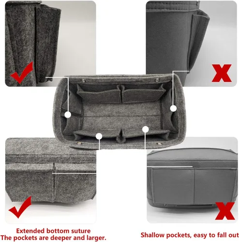 Miniatura 26 de LEXSION Organizador de fieltro para bolso – Bolsa de bolsillo múltiple en bolsa organizadora