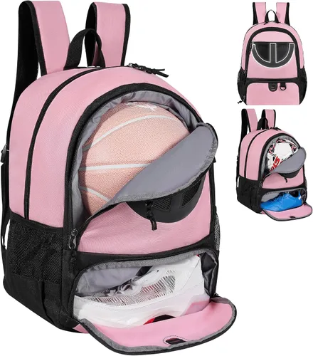 Miniatura 20 de Mochila de baloncesto para hombres y mujeres con compartimento para pelota y zapatos, capacidad de 30L, ligera y transpirable, mochila de fútbol