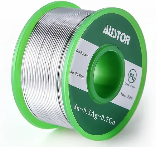 AUSTOR - Hilo de soldadura sin plomo de 0.8 mm con núcleo de colofonia, 100 g