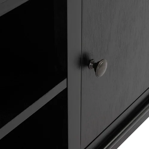 Miniatura 4 de SAFAVIEH Ozark Soporte de TV para pantalla plana de hasta 55 pulgadas, negro, 2 puertas con almacenamiento interior, 2 estantes abiertos, consola