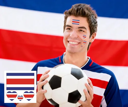 Miniatura 2 de Tatuajes de bandera de Costa Rica, 10 hojas de calcomanías faciales temporales deportivas de Costa Rica, 40 piezas impermeables para sudar