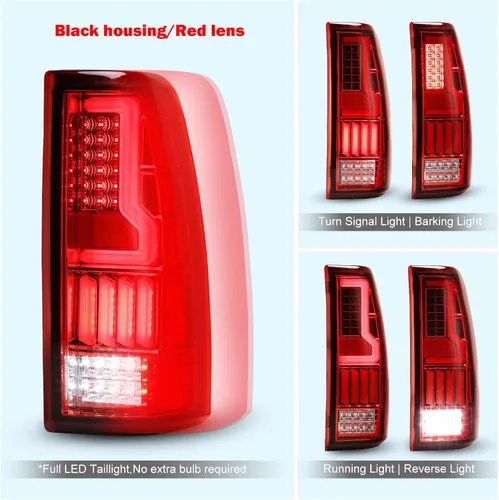 Miniatura 4 de Luces traseras LED para Chevrolet Silverado 1500 2500 3500, 99-02 GMC Sierra 1999-2006, repuesto de 1 par de lentes transparentes