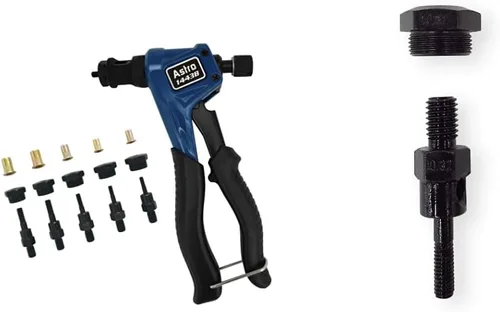 Miniatura 2 de Astro Pneumatic Tool 1443B - Kit profesional de tuercas remachadoras de mano SAE y métricas con tuercas de remache, acero de aleación
