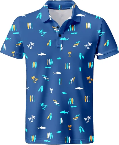 Miniatura 134 de Camisa de golf de los años 80 para hombre, ajuste seco, manga corta, estampada, divertidas, camisas de golf de los años 90 para hombre