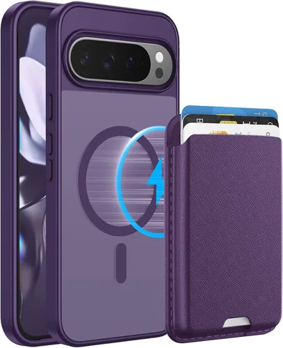 Miniatura 16 de Funda magnética para Google Pixel 9A, cartera magnética desmontable con tarjetero [compatible con MagSafe] de grado militar, a prueba de golpes