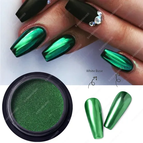 Miniatura 4 de Polvo de uñas cromado, rojo, verde, efecto espejo metálico para uñas, diseño artístico, pigmento holográfico, purpurina para decoración de manicura