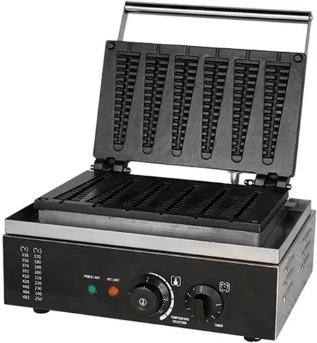 Máquina de gofres comercial, máquina eléctrica antiadherente de 1550 W con revestimiento de teflón, 122-572 ℉ ajustable con mango de tacto fresco,
