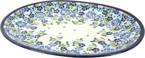 Miniatura 10 de Blue Rose Polish Pottery – Plato grande de pavo real azul – 14 x 8.2 pulgadas – Plato único para cenas, muy duradero y apto para lavavajillas
