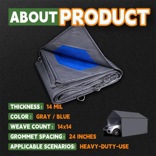 Miniatura 6 de RAINDEWAY Tarps Heavy Duty Impermeables 4x5 Pies -14 Mils Lona Súper Heavy Duty con Anillos de Metal y Esquinas y Bordes Reforzados, Resistente a