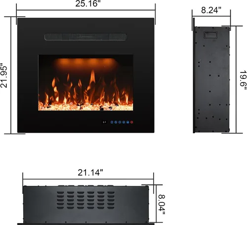 Miniatura 2 de Insertos de chimenea eléctrica trasera de 21.14 pulgadas de ancho con 3 llamas y luz superior, calentador de chimenea empotrado, termostato