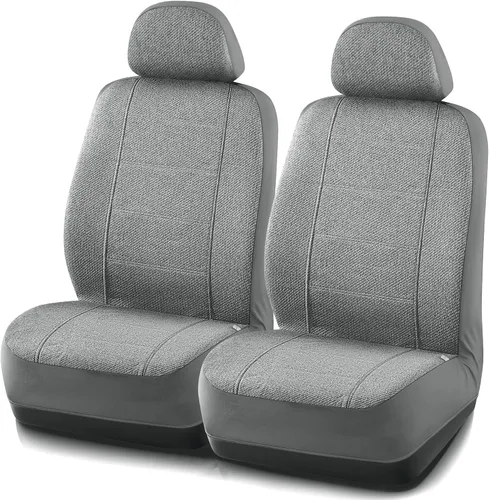 Miniatura 2 de Road Comforts Fundas de asiento de automóvil para asiento delantero, protector de asiento de lino transpirable resistente de respaldo bajo, Gris