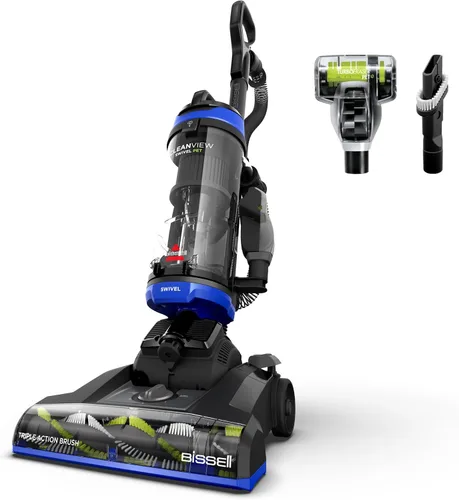 Bissell CleanView Aspiradora giratoria con rodillo de cepillo de triple acción, dirección giratoria, varita de extensión, tanque de suciedad fácil
