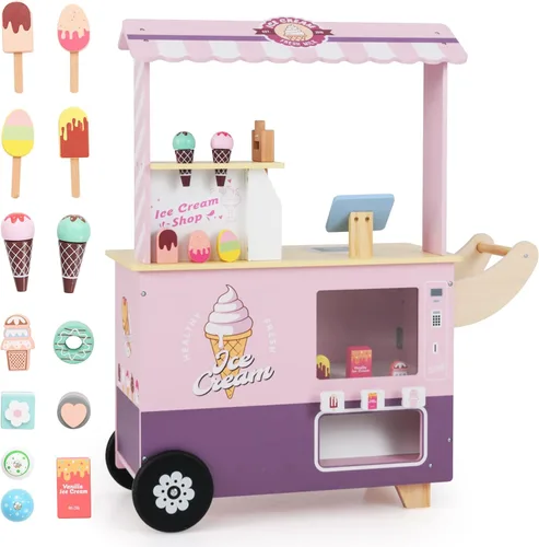 Miniatura 15 de Costzon Juego de tienda de comestibles para niños, juego de soporte de mercado de simulación para niños pequeños con 30 piezas de juguetes de juego