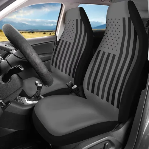 Miniatura 2 de 2 fundas de asiento para automóviles con estampado de bandera americana del 4 de julio, color negro, accesorios para el interior del vehículo