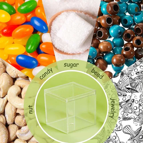 Miniatura 6 de Blulu 8 cajas de acrílico transparente con tapa, caja de almacenamiento de plástico para joyas, mini cubos para dulces y pequeñas joyas, recuerdos