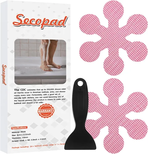 Miniatura 11 de Secopad Calcomanías Antideslizantes para Bañera, 12 PCS Bandas de Seguridad Grises para Ducha Adhesivas con Raspador Premium