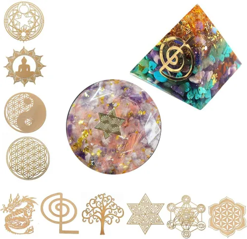 Miniatura 3 de angwang 10 Uds 2.7 in 7 Chakra Cobre Torre Energía Orgonita Pegatina Flor Vida Árbol Pirámide Resina Epoxi Material Fabricación de Joyas