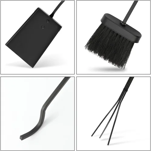 Miniatura 5 de Juego de herramientas para chimenea de 5 piezas, accesorios ligeros de hierro forjado para interiores y exteriores, incluye soporte resistente